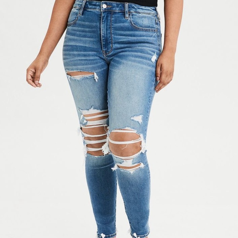 NWOT American Eagle AE Next Level Stretch Hi Rise Jegging 14 Long Light Wash